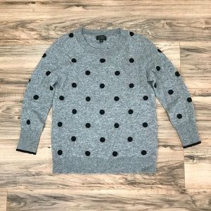 J.CREW Polka Dot Everyday Cashmere Sweater Grey XS